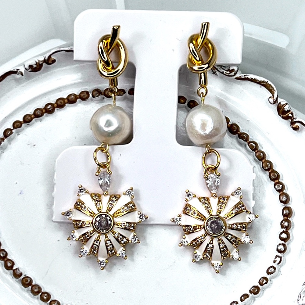 Handmade Freshwater Edison Pearl Crystal S925 SS Posts Earrings